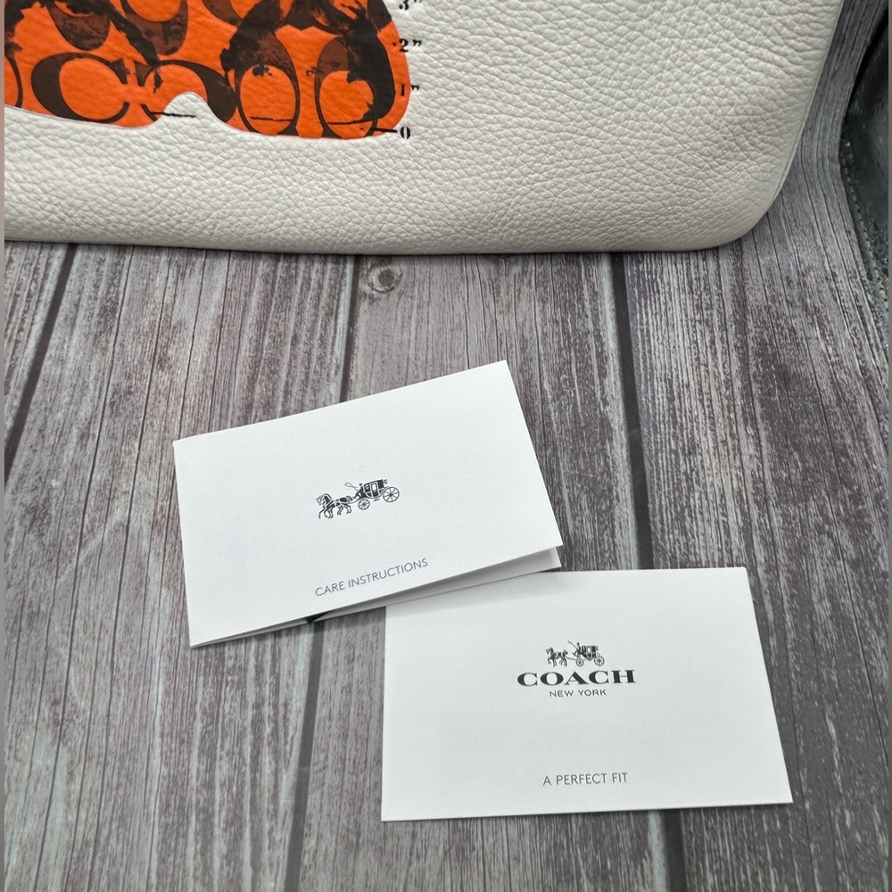 🧸NEW COACH Vandal Gummy Bear Large Leather Zip Clutch Pouch Bag Chalk/ Multi - Picture 2 of 13